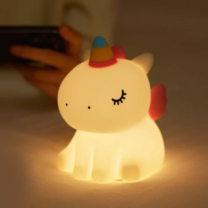 Big Face Rabbit Night Light Cute Silicone Rabbit Cartoon Soft Lamp Touch Night Light Children Sleep Light Room Decoration Gift