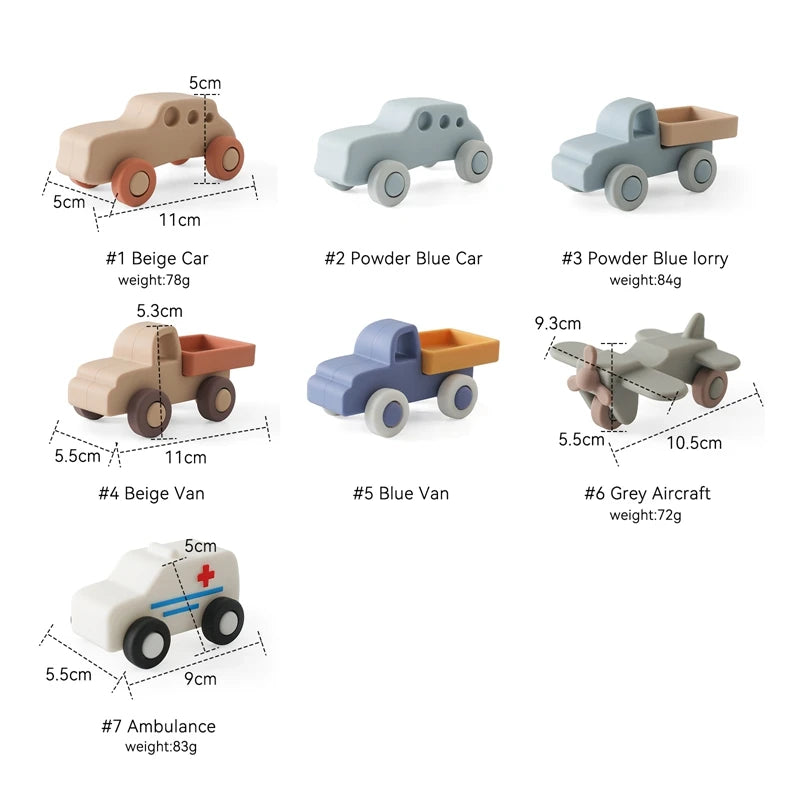 Carros de Brinquedo de Silicone Montessori para Bebês