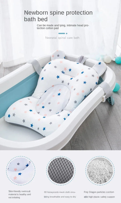 Baby Bath Seat Support Mat Foldable Bath Tub Pad &amp; Chair Newborn Bathtub Pillow Infant Anti-Slip Soft Comfort Body Cushion