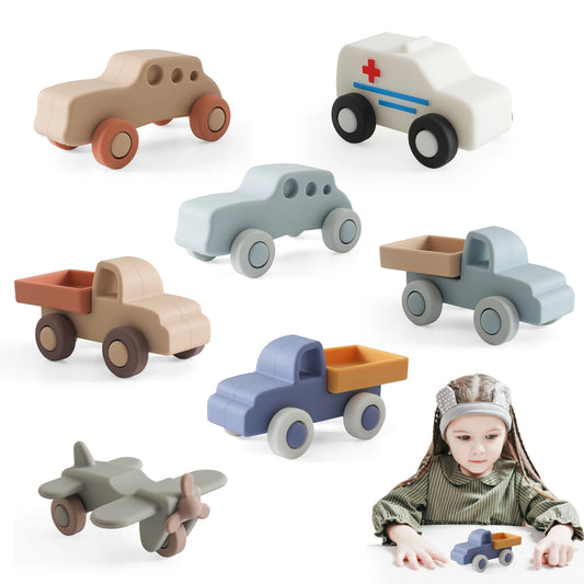 Carros de Brinquedo de Silicone Montessori para Bebês