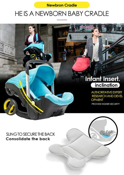 Carrinho de Bebê Luxuoso 4 em 1 – Leve, Dobrável e Portátil com Assento Infantil Isofix para Recém-nascidos e Bebês