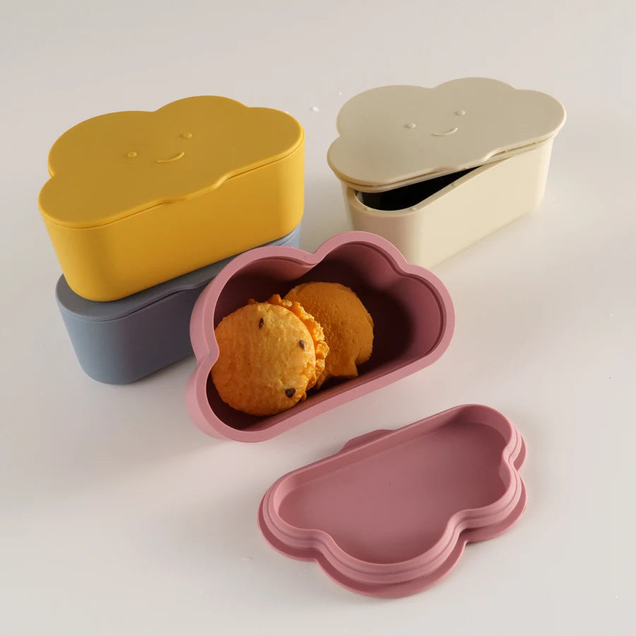 Caixa de Lanches de Silicone para Bebês – Recipiente Portátil com Tampa para Alimentação Infantil