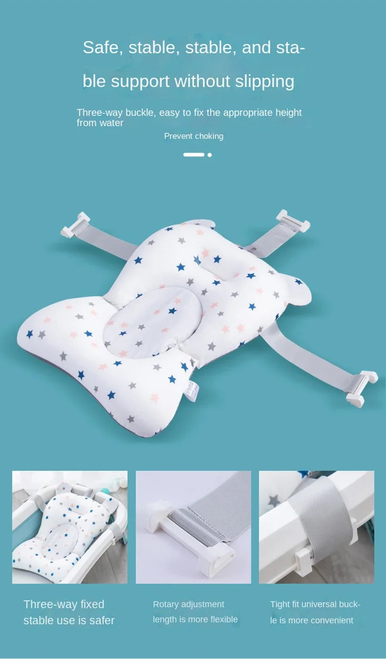 Baby Bath Seat Support Mat Foldable Bath Tub Pad &amp; Chair Newborn Bathtub Pillow Infant Anti-Slip Soft Comfort Body Cushion