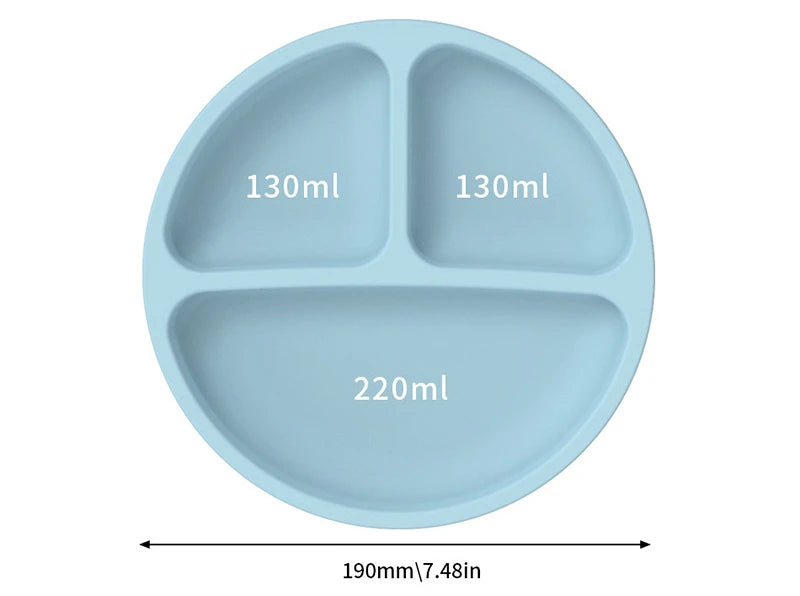 Conjunto de Alimentação Infantil em Silicone sem BPA– Tigela com Ventosa, Prato, Copo com Canudo, Colher e Garfo para Bebês