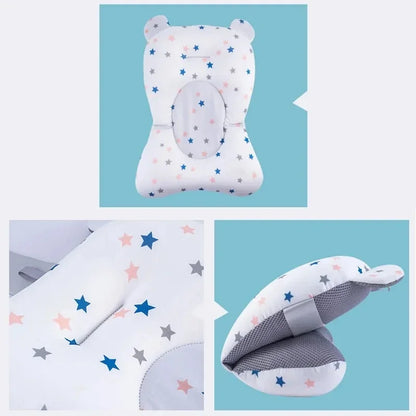 Baby Bath Seat Support Mat Foldable Bath Tub Pad &amp; Chair Newborn Bathtub Pillow Infant Anti-Slip Soft Comfort Body Cushion