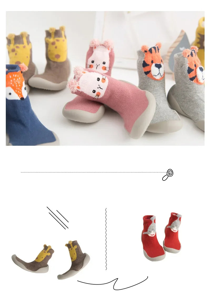 New Spring Baby Toddler Shoes Baby Shoes Non-slip Fox Tiger Thickening Shoes Sock Floor Shoes Foot Socks Animal Style Tz05