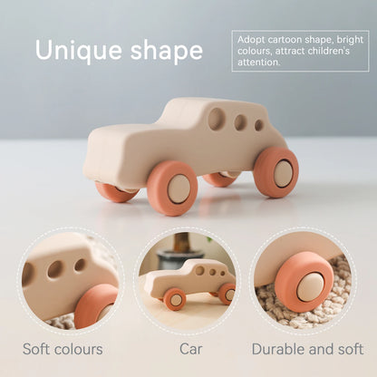 Carros de Brinquedo de Silicone Montessori para Bebês