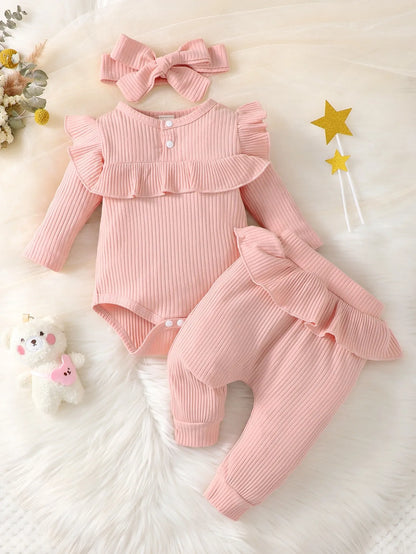 conjunto calça + body para bebê menina