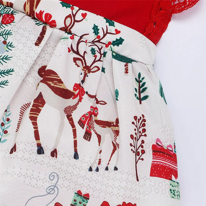 Ceeniu Roupa de Natal para Bebê Menina – Vestido com Estampa de Árvore de Natal e Boneco de Gengibre, "Meu Primeiro Natal"