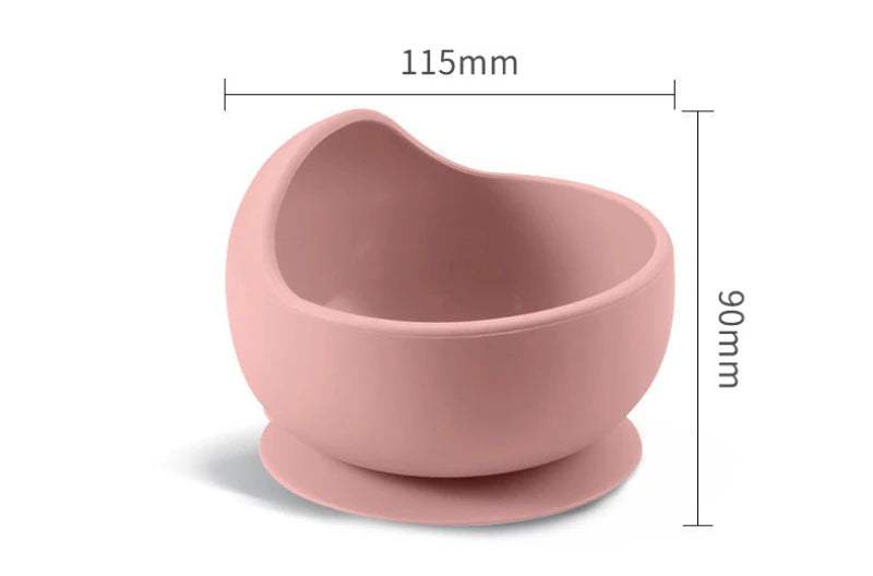 Conjunto de Alimentação Infantil em Silicone sem BPA– Tigela com Ventosa, Prato, Copo com Canudo, Colher e Garfo para Bebês