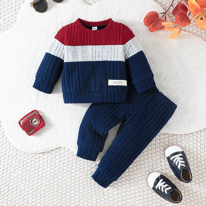 Conjunto de Roupas para Bebê Menino 3-24 Meses – Suéter de Manga Longa e Calça Longa para o Inverno, Roupa Quente para Recém-Nascido