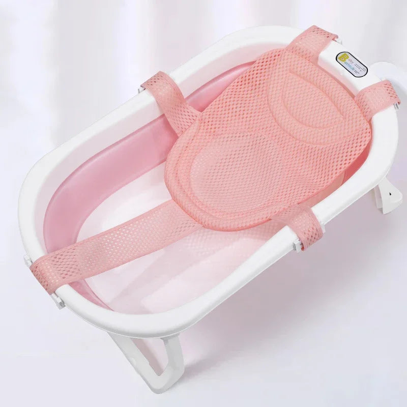 Baby Bath Seat Support Mat Foldable Bath Tub Pad &amp; Chair Newborn Bathtub Pillow Infant Anti-Slip Soft Comfort Body Cushion