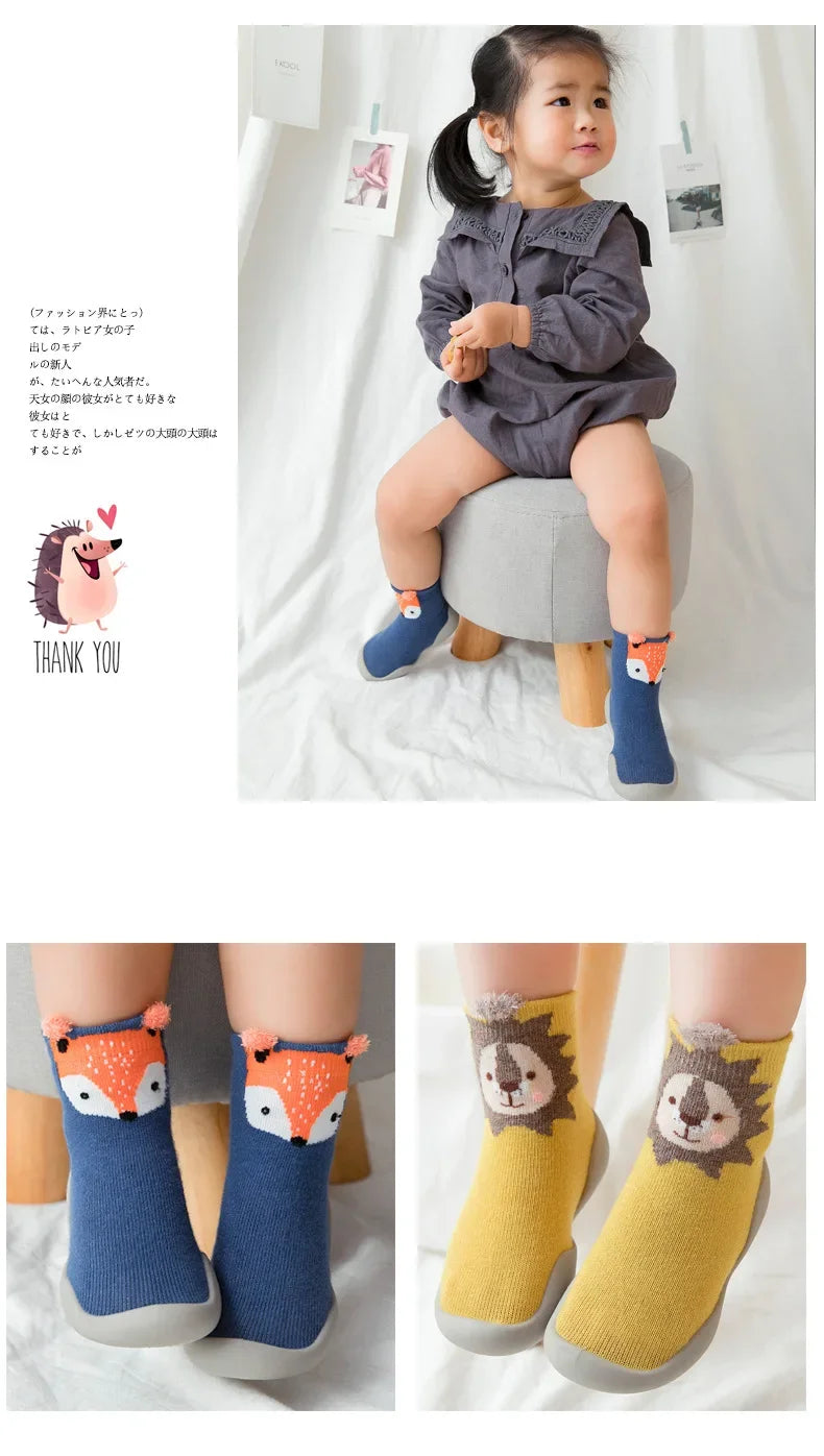 New Spring Baby Toddler Shoes Baby Shoes Non-slip Fox Tiger Thickening Shoes Sock Floor Shoes Foot Socks Animal Style Tz05