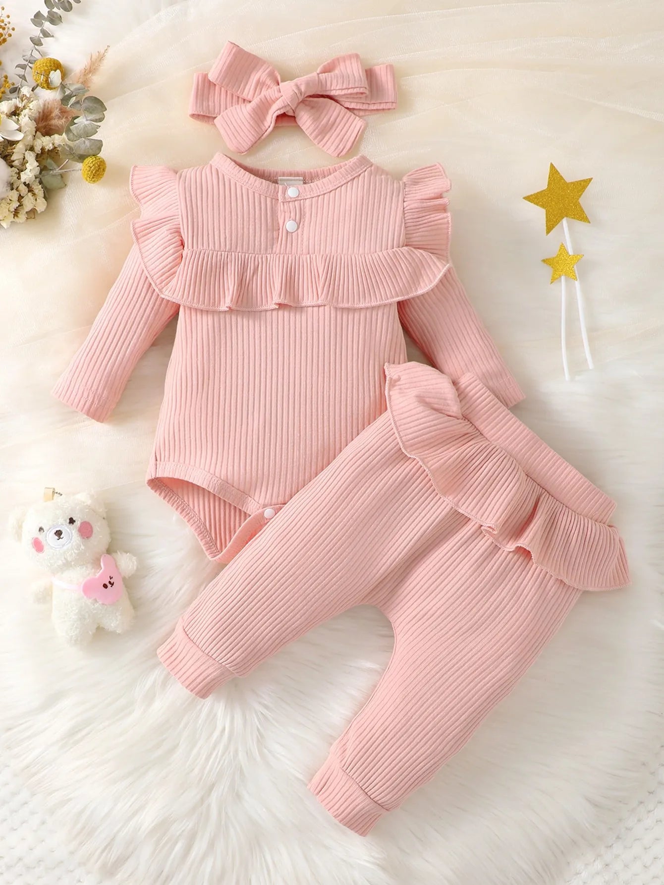 conjunto calça + body para bebê menina