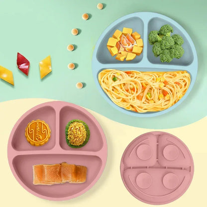 Conjunto de Alimentação Infantil em Silicone sem BPA– Tigela com Ventosa, Prato, Copo com Canudo, Colher e Garfo para Bebês