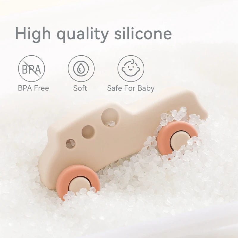 Carros de Brinquedo de Silicone Montessori para Bebês