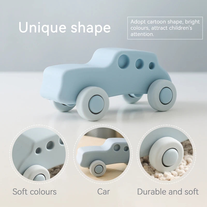 Carros de Brinquedo de Silicone Montessori para Bebês