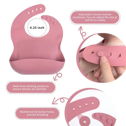 Conjunto de Refeição Infantil de Silicone com 6 Peças - Conjunto de Treinamento de Refeição para Crianças