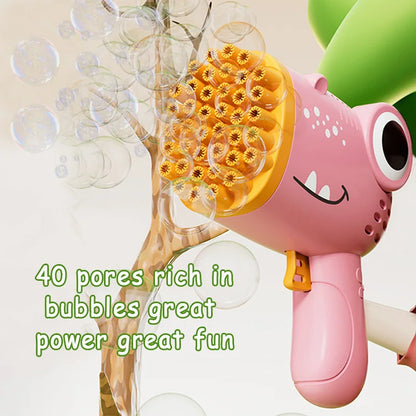 40 Hole Dinosaur Bubble Handheld Bubble Machine, Electric Bubble Gun Outdoor Wedding Party Toy(without Bubble Water)