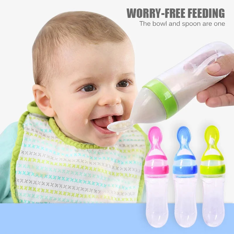 Colher de Silicone Ultra-Suave com Cabeça para Bebês de 6 a 36 Meses – Tigela e Colher 2 em 1, Alimentação com uma Mão, Colher de Alimentação em Silicone para Bebês.