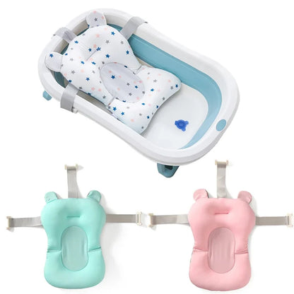 Baby Bath Seat Support Mat Foldable Bath Tub Pad &amp; Chair Newborn Bathtub Pillow Infant Anti-Slip Soft Comfort Body Cushion