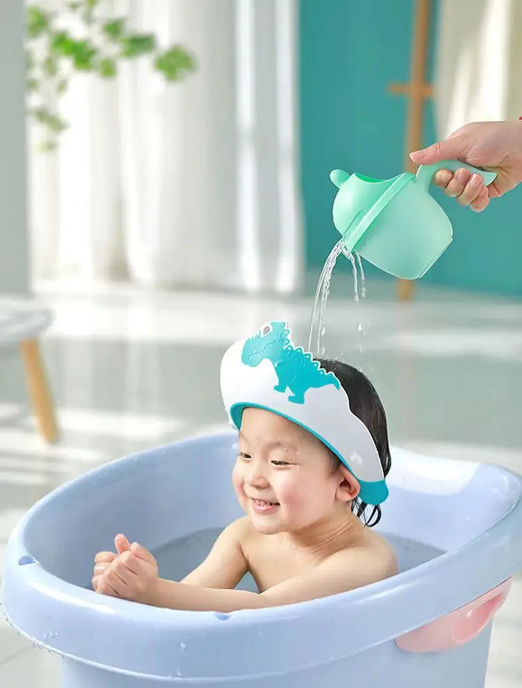 Touca de Banho Infantil Ajustável com Design de Coroa, Proteção para o Cabelo e Ouvidos