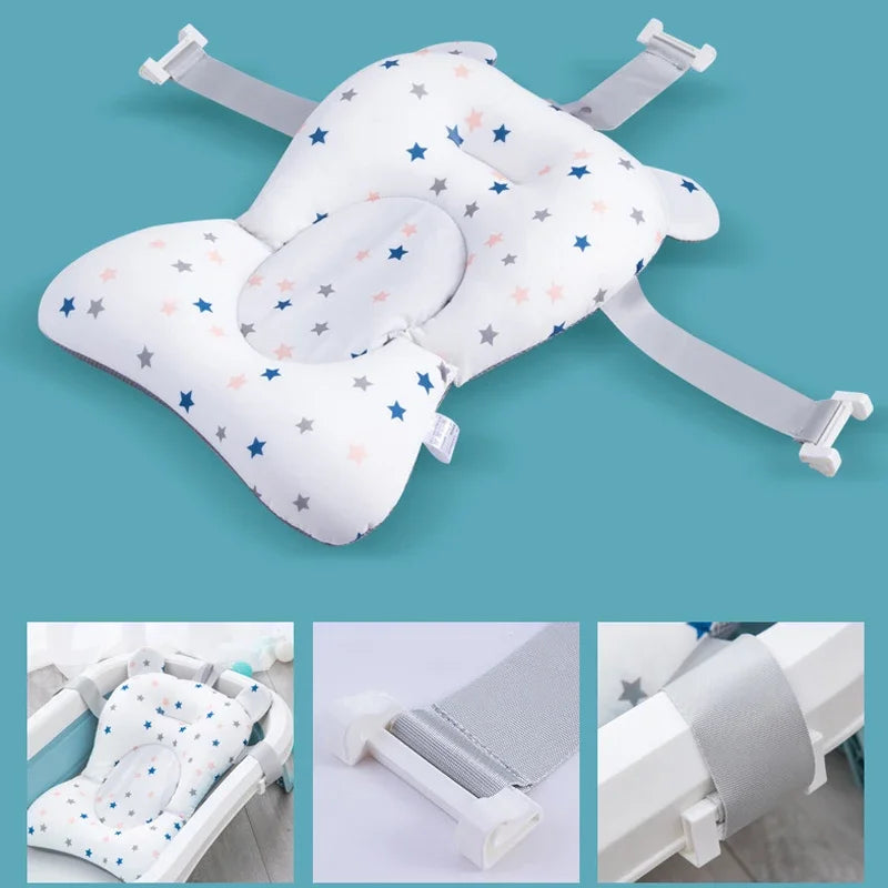 Baby Bath Seat Support Mat Foldable Bath Tub Pad &amp; Chair Newborn Bathtub Pillow Infant Anti-Slip Soft Comfort Body Cushion