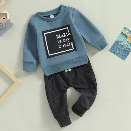 conjunto de calça e camisa de manga comprida para bebês meninos