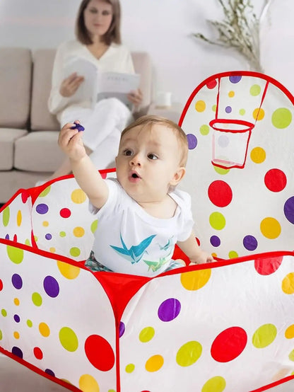 Piscina de Bolinhas Infantil com Cesta de Basquete – Tenda de Brincar para Meninos e Meninas (Sem Bolinhas)