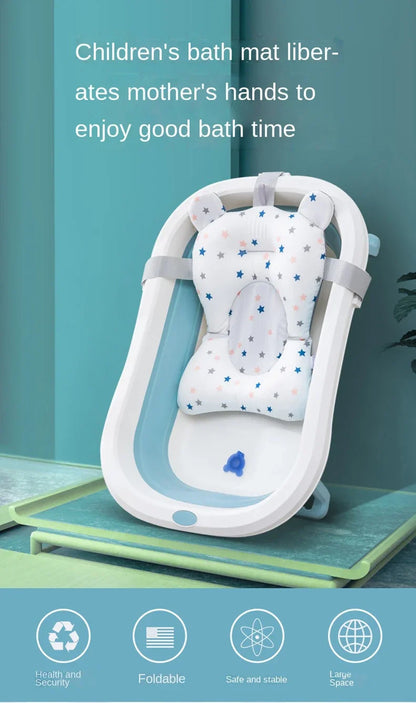 Baby Bath Seat Support Mat Foldable Bath Tub Pad &amp; Chair Newborn Bathtub Pillow Infant Anti-Slip Soft Comfort Body Cushion