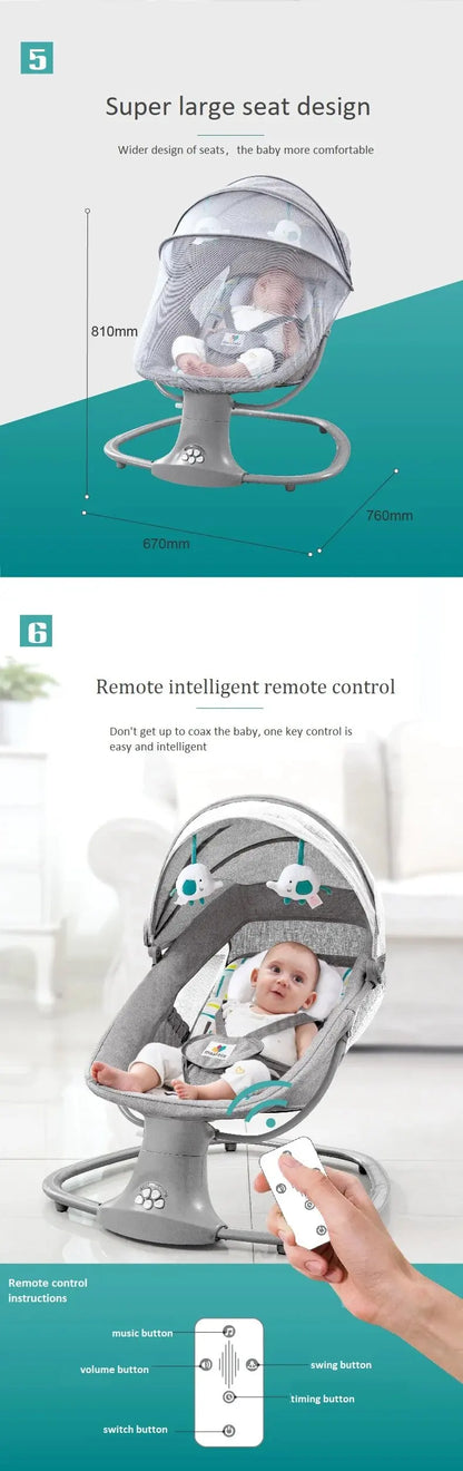 Cadeirinha de Balanço Elétrica para Bebê – Balanço Automática com 5 Velocidades