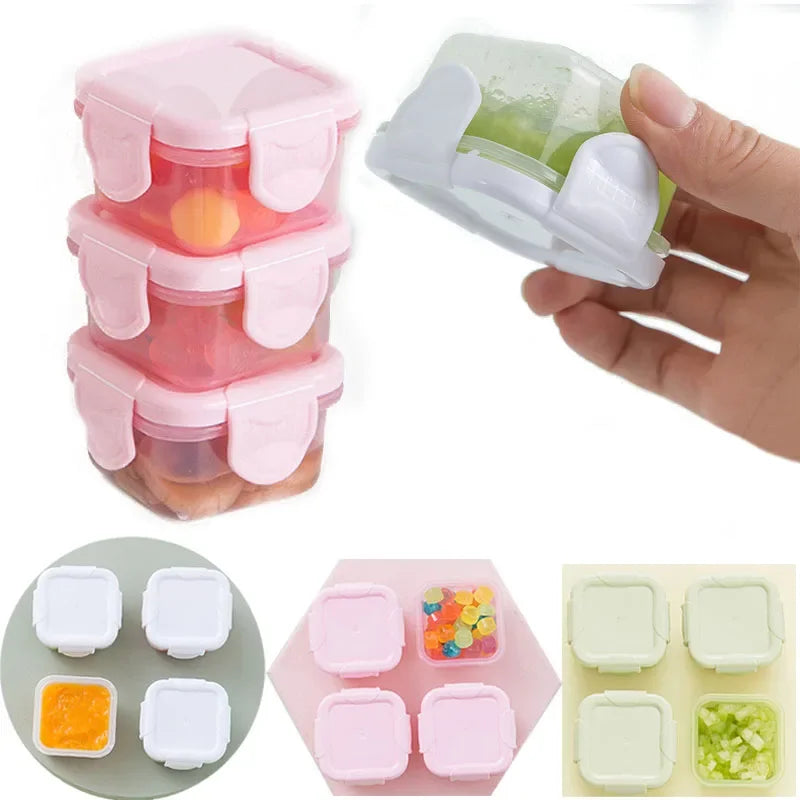 Conjunto de 4 Recipientes de Armazenamento de Alimentos para Bebês, Sem BPA, Compatíveis com Micro-ondas