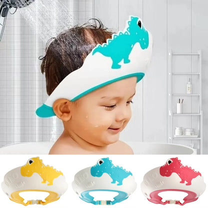 Touca de Banho Infantil Ajustável com Design de Coroa, Proteção para o Cabelo e Ouvidos